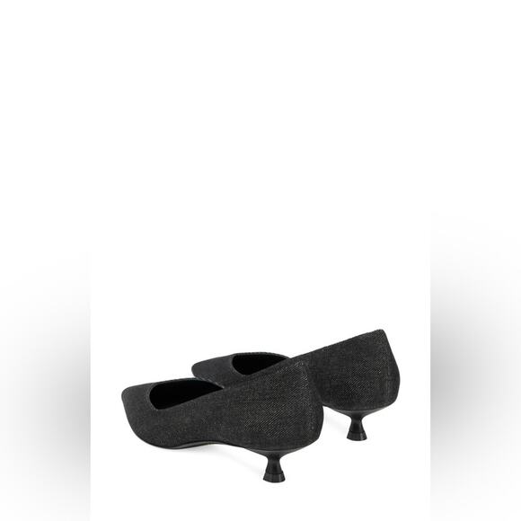 STUART WEITZMAN Eva Black Shimmering Kitten Heel Pumps NWT - Picture 3 of 10